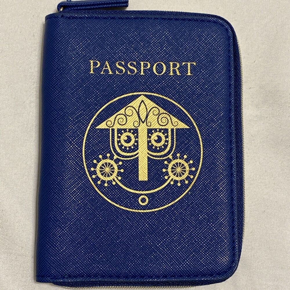 Disney Parks Small World Blue Passport Holder Zip Around Organizer NWT